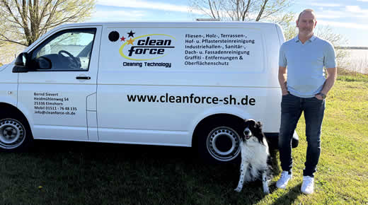 Cleanforce SH - Ansicht-Reinigungswagen und Inhaber Bernd Sievert aus Elmshorn - Kreis Pinneberg